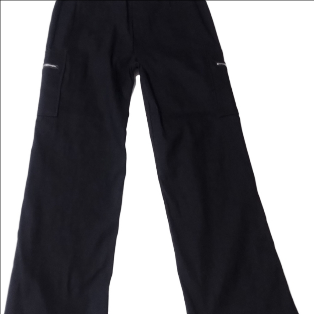 Black Cargo Pants with Zippered Pockets, Size L